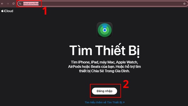 Tìm đến trang iCloud của Apple và nhấn Đăng nhập