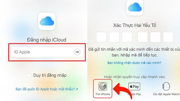 Đăng nhập iCloud trên iPhone khác và nhấn Tìm Phone