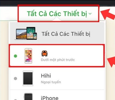 Nhấn vào Tất cả thiết bị và tìm đúng tên chiếc máy đang lạc mất