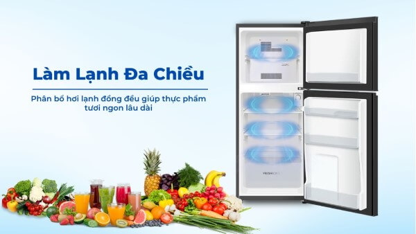 Tủ lạnh Aqua 130L trang bị công nghệ làm lạnh đa chiều