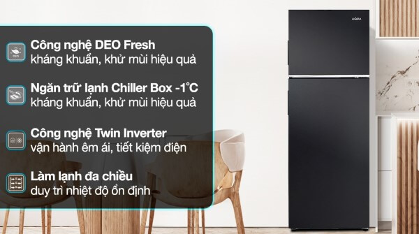 Tủ lạnh Aqua Inverter 236 lít AQR-T260FA(FB)