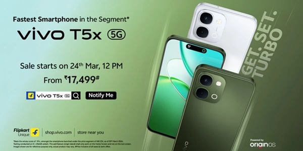Vivo T5x 5G có giá khởi điểm từ 5.4 triệu đồng