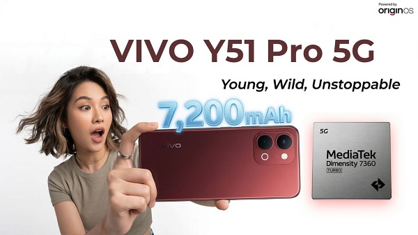 Vivo Y51 Pro  được trang bị viên pin dung lượng lên tới 7.200mAh, hỗ trợ sạc nhanh 44W
