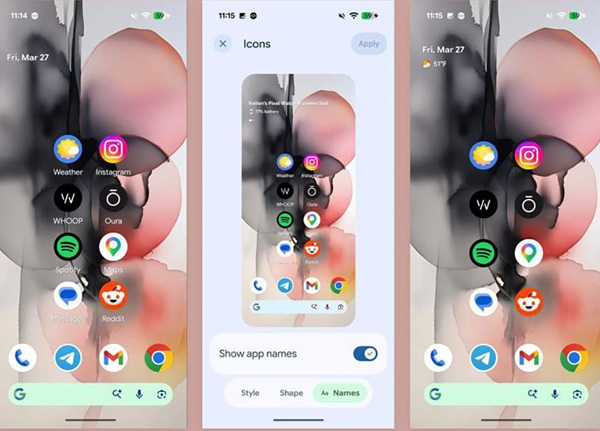 Ẩn tên ứng dụng trên màn hình chính