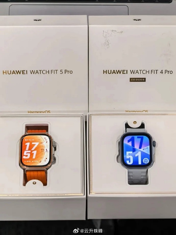 Huawei Watch Fit 5 Pro sở hữu viền bezel mỏng hơn, giúp tổng thể trông gọn gàng và tinh tế hơn so với Watch Fit 4 Pro
