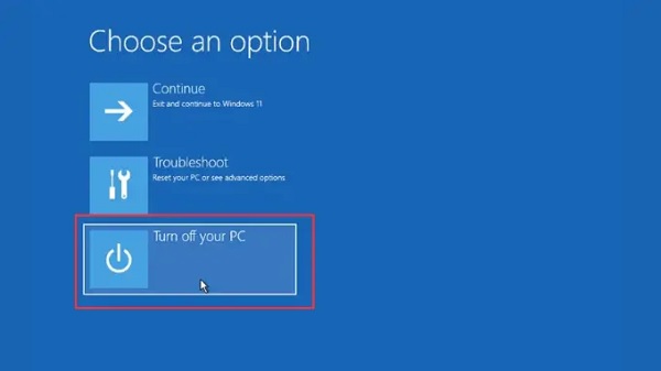 Chọn Turn off your PC