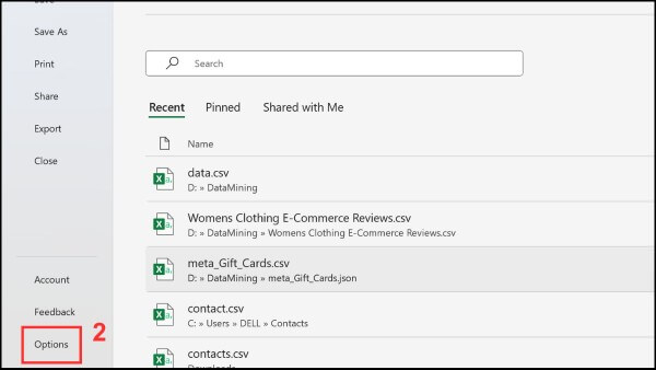 Nhấn chọn Options (Tùy chọn)