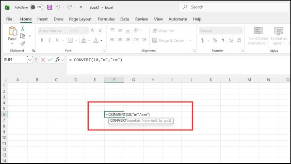 Nhập cú pháp hàm: =CONVERT(number, from_unit, to_unit)