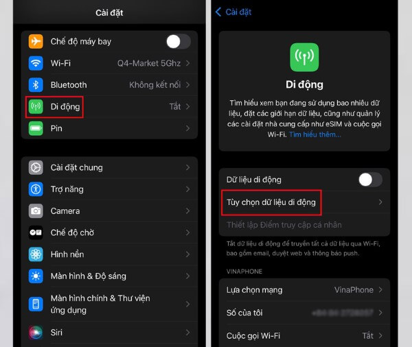 Chọn mục Di động