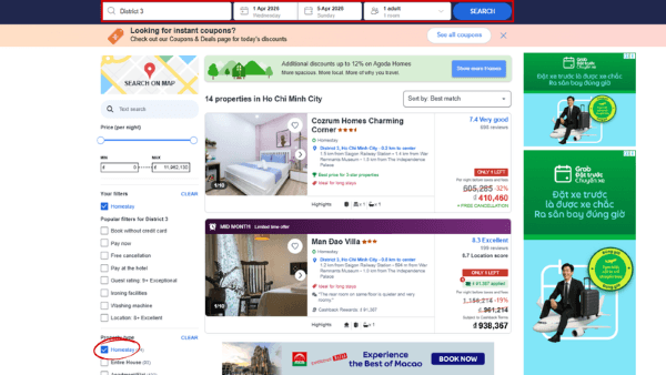 Chọn homestay và đặt phòng