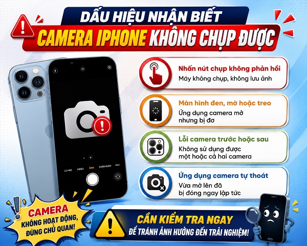Dấu hiệu cho thấy camera iPhone không chụp được