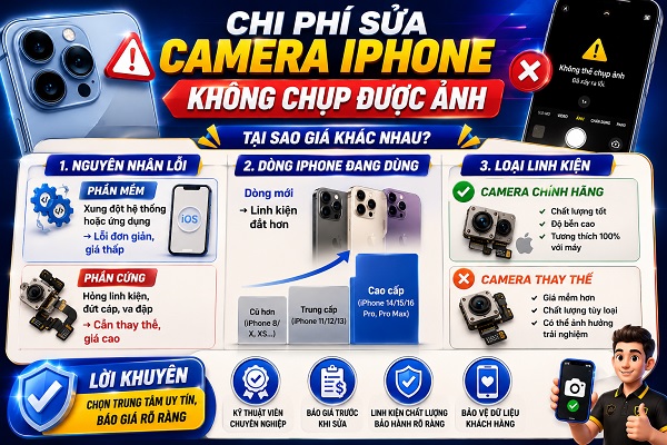 Chi phí sửa lỗi camera iPhone không chụp được