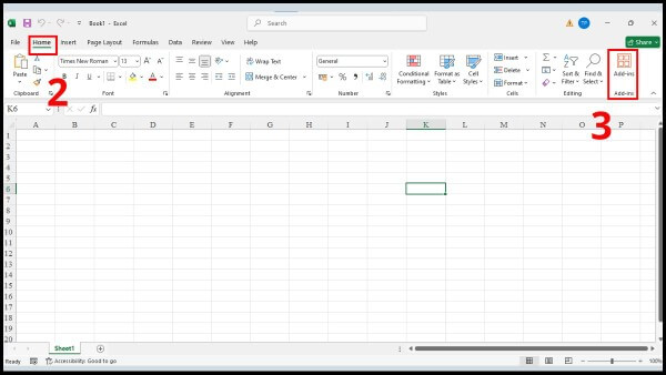 Chọn mục Add-ins