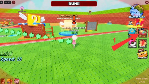 Mở vào mục Shop