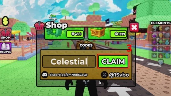 Nhập chính xác code Craft Anime và nhấn nút Claim