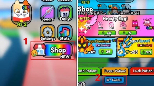 Nhấn chọn mục Shop (Cửa hàng)