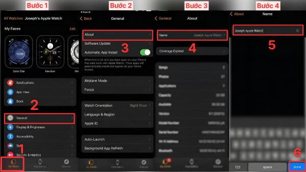 Các bước đổi tên Apple Watch