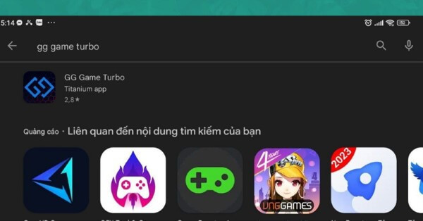 Nhập từ khóa “Game Turbo”