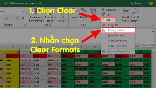 Nhấn Clear Formats