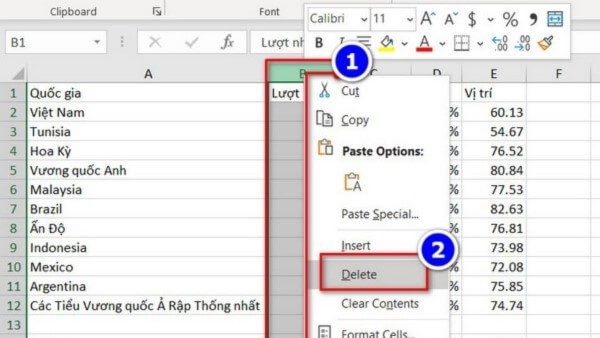 Nhấn chuột phải và chọn Delete