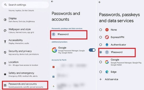Chọn Dịch vụ tự động điền mật khẩu