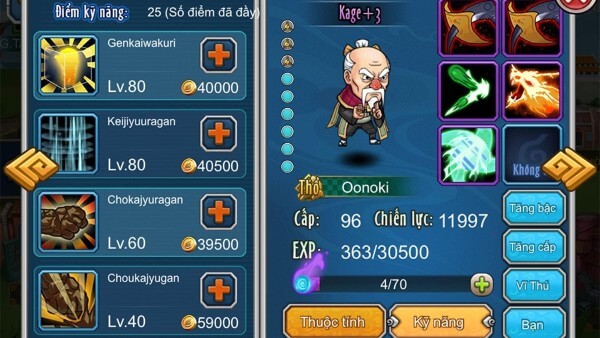 Mỗi nhân vật trong game được phân loại theo cấp độ từ B đến SS