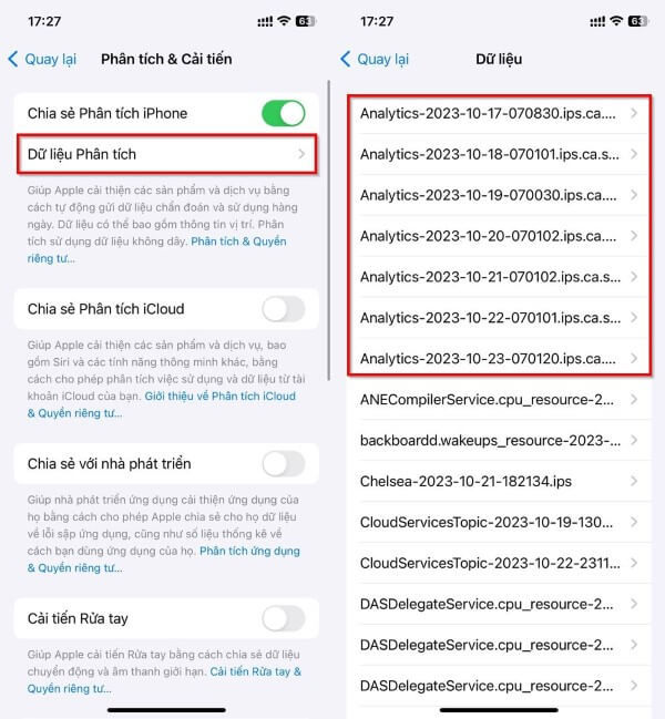 Chọn Dữ liệu phân tích