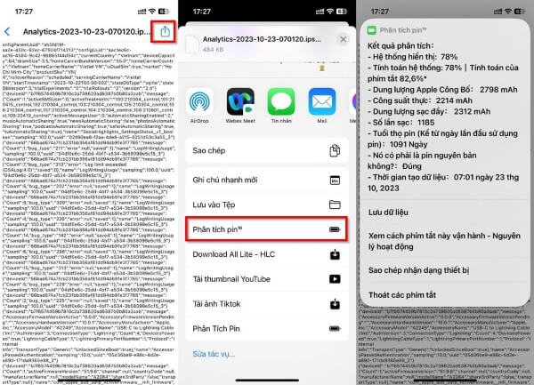 Chọn Phân tích pin