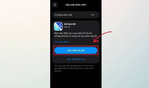 Nhấn Cập nhật bây giờ 