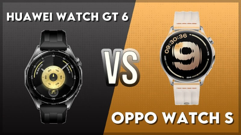 So sánh thiết kế và màn hình OPPO Watch S vs Huawei Watch GT6