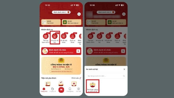 Chọn Tài khoản hưởng An sinh xã hội