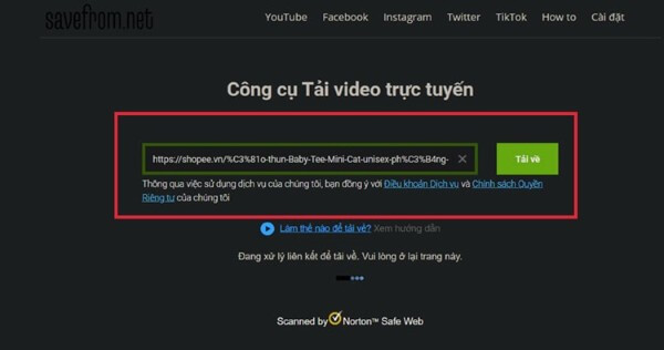 Dán link video vào ô tìm kiếm