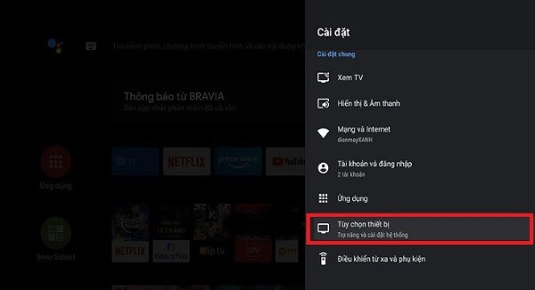 Nhấn Tùy chọn thiết bị