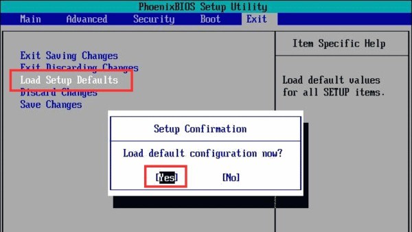 Truy cập BIOS và chọn “Load Optimized Defaults”
