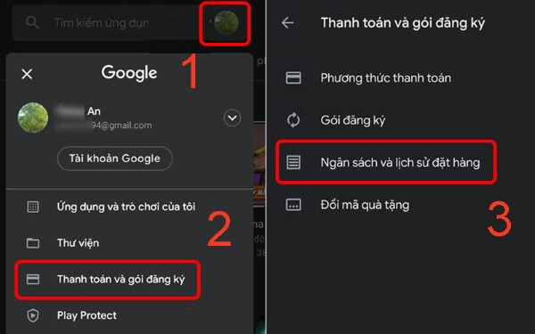 Chọn Ngân sách và lịch sử đặt hàng