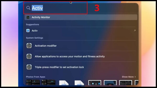 Nhập “Activity Monitor”