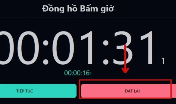 Nhấn Đặt lại