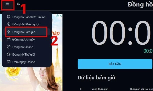 Chọn Đồng hồ bấm giờ