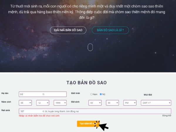 Chọn mục “Tạo bản đồ sao”