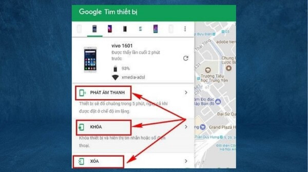 Thử chọn 1 trong 3 lựa chọn để tìm thấy thiết bị nhanh chóng hoặc xóa dữ liệu