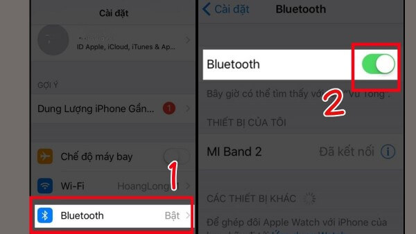 Mở Cài đặt và bật Bluetooth