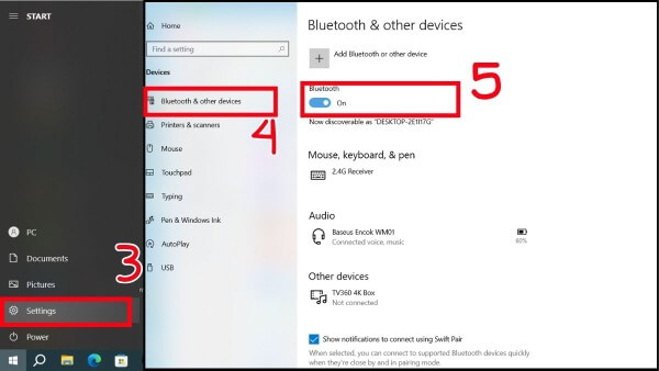 Chọn bật Bluetooth & other devices