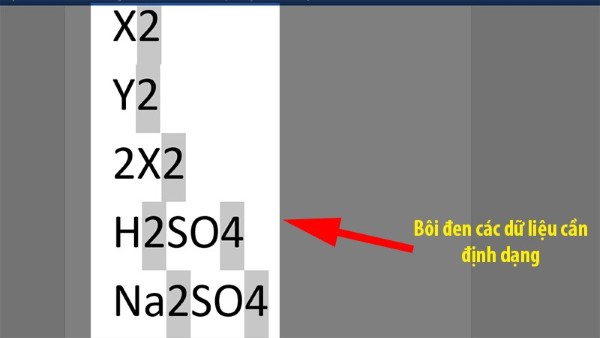 Bôi đen ký tự cần định dạng
