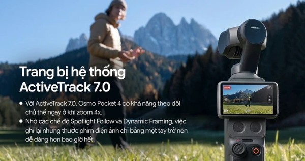 Camera DJI Osmo Pocket 4 Standard trang bị công nghệ ActiveTrack 7.0
