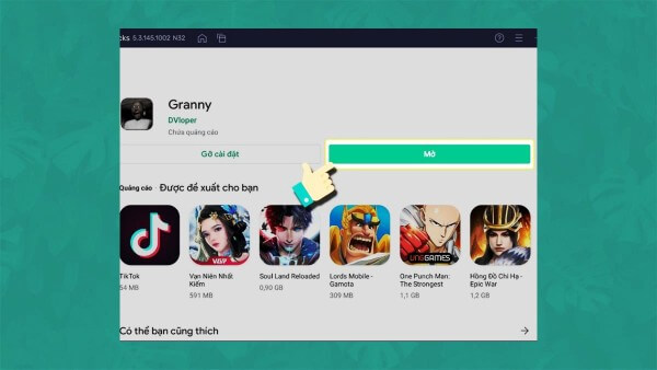 Nhấn cài đặt và mở game sau khi tải về