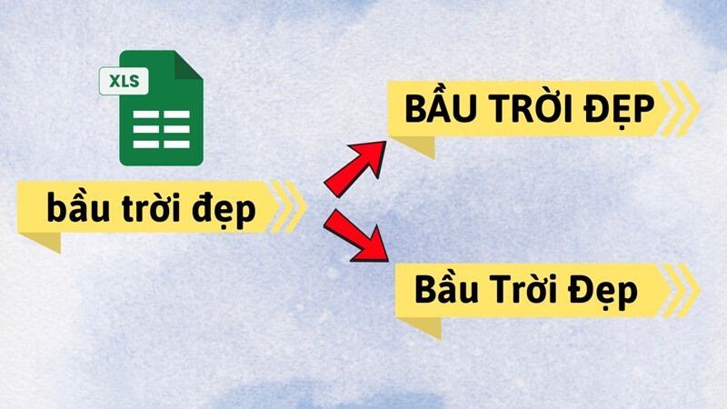 Thao tác chuyển chữ thường sang chữ hoa trong Excel