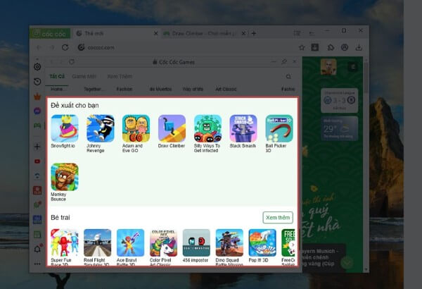 Chọn trò chơi phù hợp trong kho game
