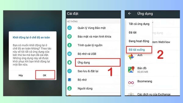 Mở Cài đặt → Ứng dụng → Đã tải xuống