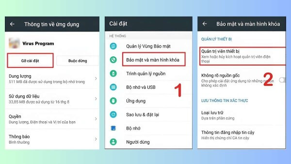 Nhấn Gỡ cài đặt