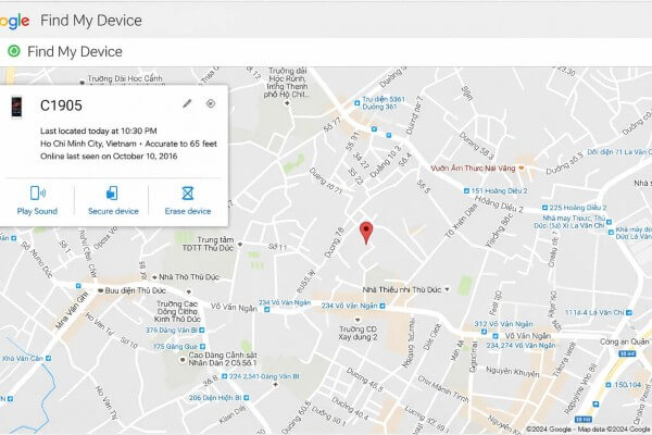 Hiển thị vị trí của thiết bị trên bản đồ